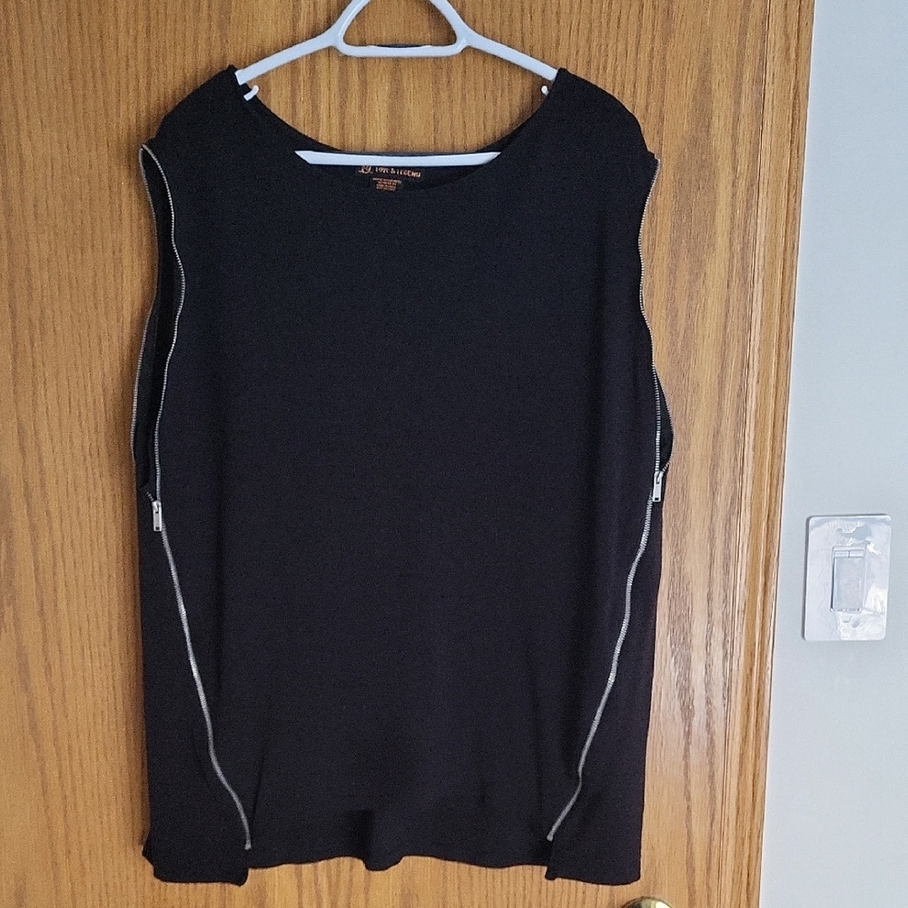 Love & Legend Black Top with Zipper Details